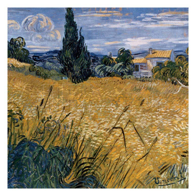 Champ De Ble Vert Avec Cypres - Van Gogh Painting On Canvas
